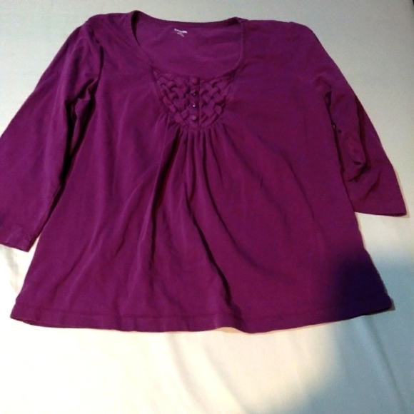 ST. John's bay purple 3/4 sleeve ladies top. Size Petite large. - Picture 1 of 3